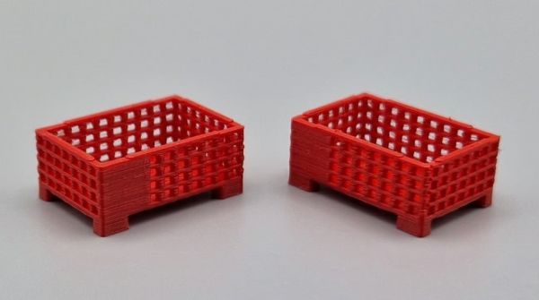 MSM5471/06 - 2 Scatole per pallet in rete metallica a mezza altezza, rosse - L.24 x P.16 x H.10.3 mm - 1