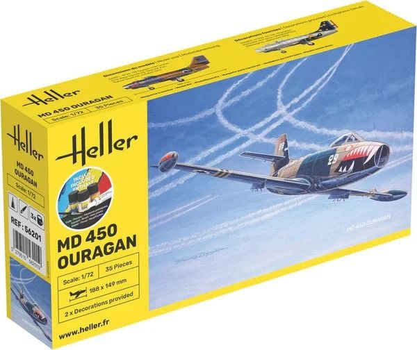 HEL56201 - Kit di avviamento con vernice e accessori - DASSAULT MD 450 Ouragan da assemblare - 1