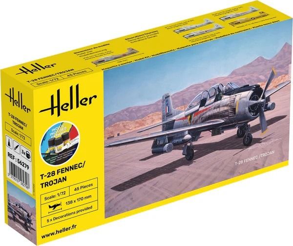 HEL56279 - Kit di partenza con vernice e accessori - T-28 FENNEC e TROJAN da assemblare - 1