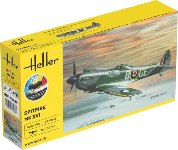 HEL56282 - Kit di avviamento con vernice e accessori - SPITFIRE MK XVI da assemblare - 1