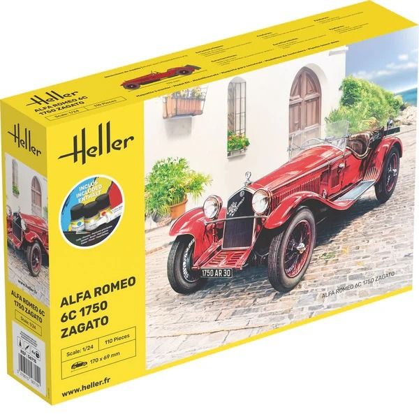 HEL56715 - Kit di partenza con vernice e accessori - ALFA ROMEO 6C 1750 - ZAGATO - montaggio richiesto - 1