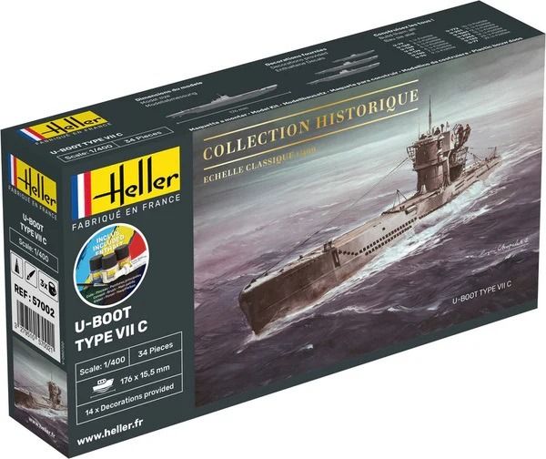 HEL57002 - Kit di avviamento con vernice e accessori - Sottomarino U-Boat di tipo VII C - 1
