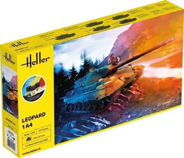HEL57126 - Kit di avviamento con vernice e accessori - carro armato LEOPARD 1A4 - 1