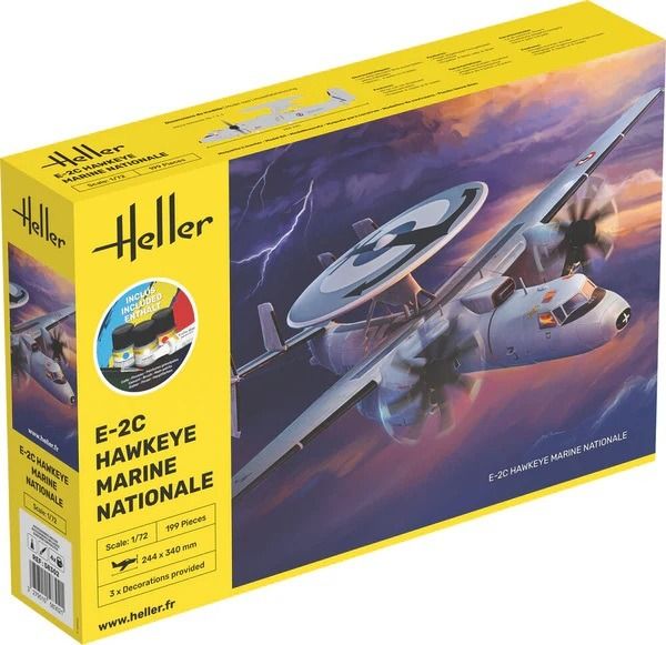 HEL58302 - Kit iniziale con colori e accessori – Aereo militare E-2C Hawkeye della Marina francese - 1