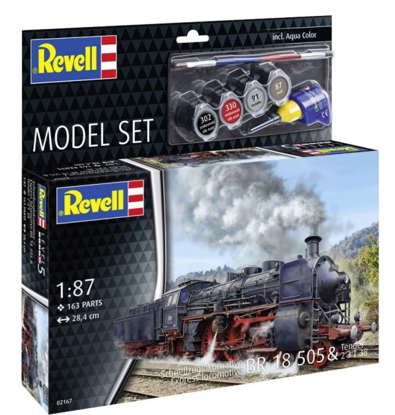 REV62167 - MODEL SET - Locomotiva BR 18 505 con tender 2'3' T38 da assemblare con vernice - 1