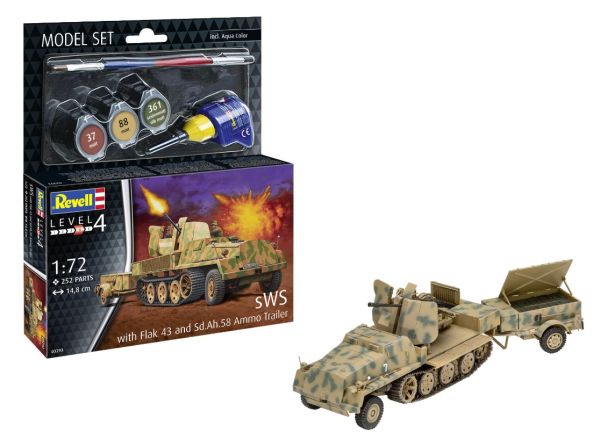 REV63293 - SET DI MODELLINI - SWS Flak43 e Sd.Ah58 e rimorchio con vernice da assemblare - 1