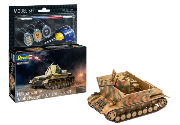 REV63363 - SET DI MODELLI - FLAKPANZER IV - Möbelwagen 3,7 cm con kit di verniciatura da assemblare - 1