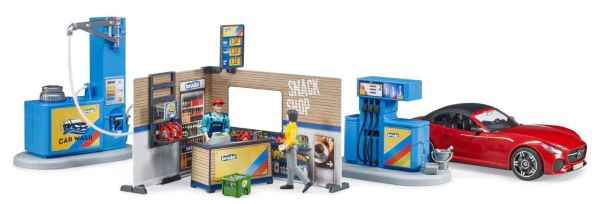 BRU62111 - Benzina e stazione di lavaggio con personaggi e accessori - 1