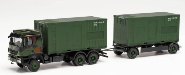 HER746847 - Autocarro rettilineo IVECO 6x4 con container e rimorchio per container a 2 assi BUNDESWEHR - 1