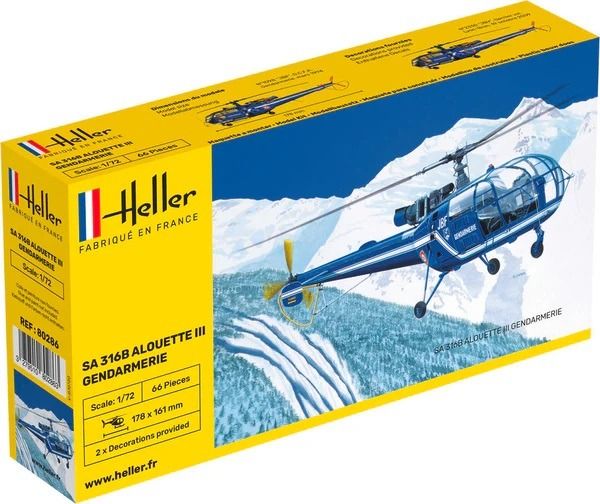 HEL80286 - Elicottero della gendarmeria ALOUETTE III SA 316 da assemblare e verniciare - 1