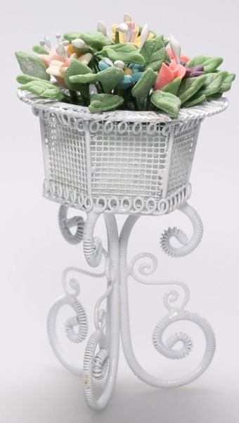 AKI0255 - Vaso di fiori in miniatura per casa delle bambole; altezza 9 cm x 4 cm di larghezza - 1