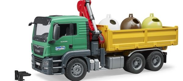BRU3753 - Ribaltabile MAN TGS con gru e contenitori per bottiglie - 1