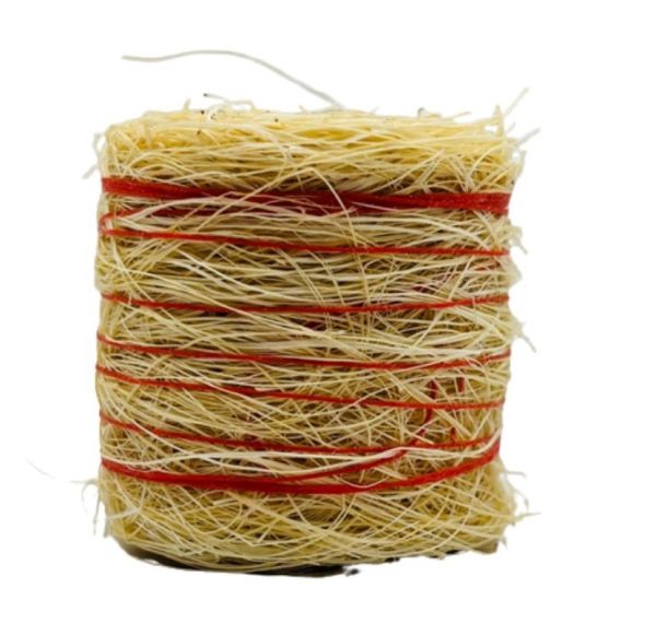 CW0281 - Balla di paglia rotonda con spago rosso - Diametro: 3,7 x 3,7 cm - 1