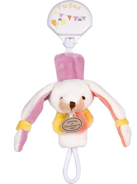 DC2509LAPBLANC - Clip per ciuccio - Coniglio bianco; rosa e arancione - 1