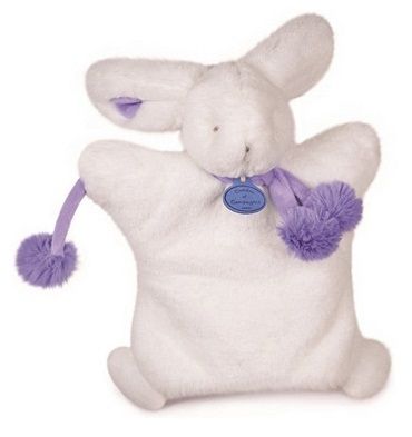 DC2742BVIO - Burattino Coniglio Pompon Bianco e Viola 25 cm - 1
