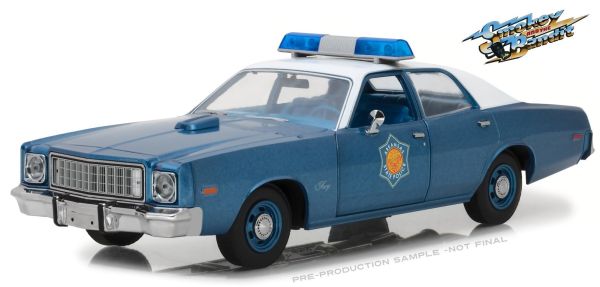 GREEN19044 - PLYMOUTH Fury 1975 La polizia persegue la polizia di stato dell'Arkansas blu metallizzato dal film Smokey And The Bandit - 1