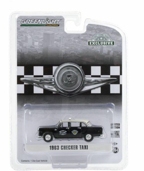 GREEN30207 - CHECKER MOTORS MARATHON A11 1963 taxi nero tetto bianco venduto in blister - 1