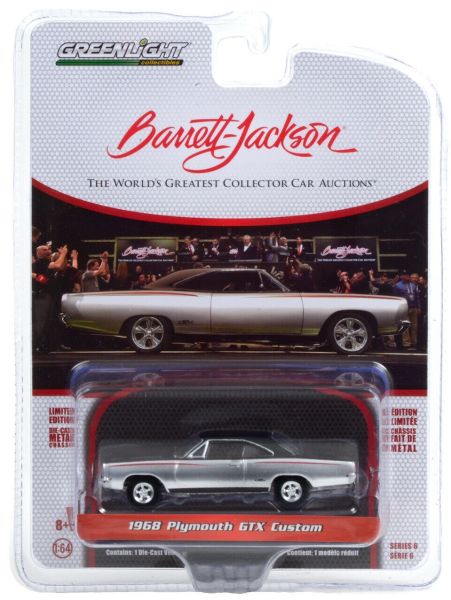 GREEN37220-A - PLYMOUTH GTX Custom 1968 grigio e nero Barrett Jackson venduto in blister - 1