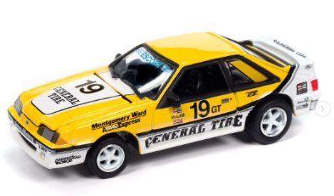 JLCT014-3A - FORD Mustang GT del 1988 - Pneumatico Sallen General n. 19 bianco e giallo della serie COLLECTOR TINS ​​2024 in confezione blister confezione - 1