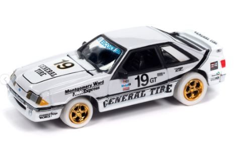 JLCT014-3A_BLANC - 1988 FORD Mustang GT cerchi bianchi - Pneumatico Sallen General n. 19 della serie COLLECTOR TINS ​​del 2024 in confezione blister - 1
