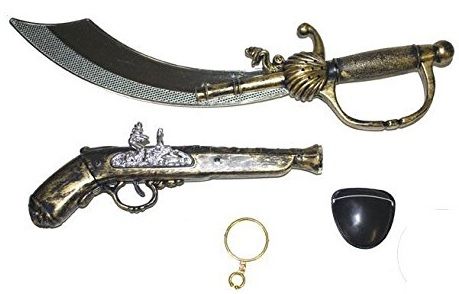 LPE50338 - Kit pirata con sciabola; bucaniere e accessori - 1