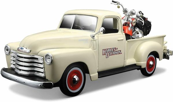 MST32194 - CHEVROLET 3100 Pick-up 1950 Bianco con HARLEY DAVIDSON Flsts Heritage Springer 2001 - 1
