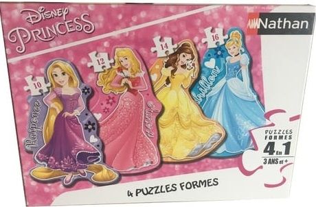 NAT86205 - 4 Puzzle - 10; 12; 14 e 16 pezzi - Le principesse - 36 x 26 cm - 1