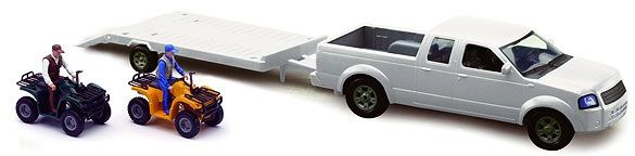 NEW37135B - Pick-up bianco con rimorchio e 2 quad e personaggi - 1