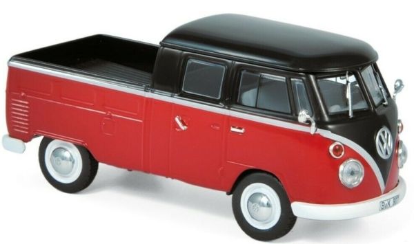 NOREV840218 - Pick-up VOLKSWAGEN T1 doppia cabina del 1961 rosso e nero - 1