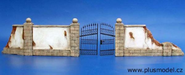 PLS007 - Muri in rovina con cancelli in kit da montare e dipingere dimensioni 22 x 8 cm - 1