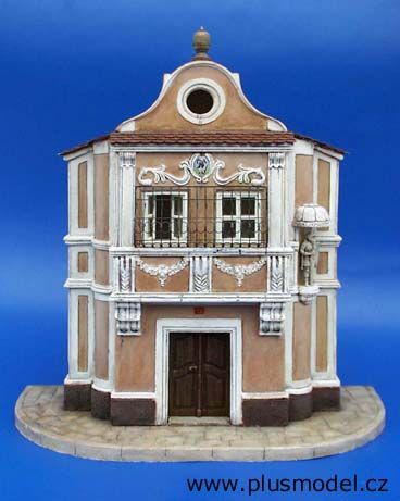 PLS017 - Facciata di casa in miniatura in gesso da assemblare e dipingere dimensioni 22 x 5 cm accessori in dotazione - 1