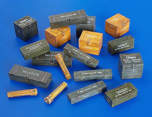 PLS4021 - Casse militari tedesche in miniatura per decalcomanie diorama verniciabili fornite - 1