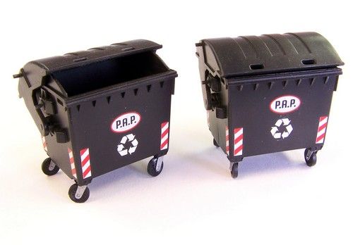 PLS433 - 2 bidoni della spazzatura in miniatura da assemblare e dipingere - 1