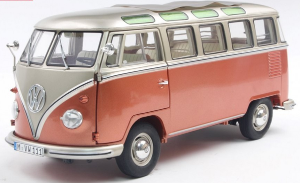 SCH605 - VOLKSWAGEN T1 Samba Bus 1962 arancione e grigio metallizzato - 1