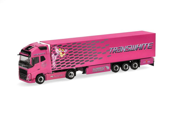 HER319836 - VOLVO FH GL XL 2020 4x2 con rimorchio a 3 assi TRANSWHITE - PINK PANTHER - 1