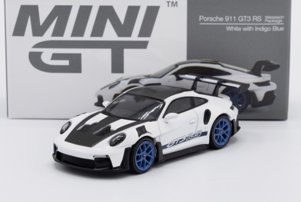 MGT00853-L - PORSCHE 911 992 GT3 RS Weissach package bianco con cerchi blu indaco - 1
