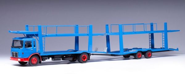 IXOTTRX034 - MAN 4x2 porta auto con rimorchio 2 assi 1970 Blu - 1