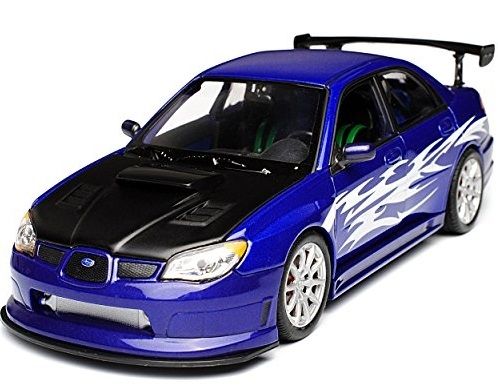 WEL22487WA - SUBARU Impreza Sti R 2010 versione tuning blu capote nera con fiamme bianche - 1