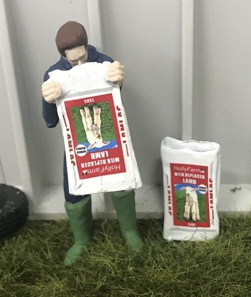 WM078F - Contadino che svuota un sacchetto di latte in polvere per gli agnelli - 1