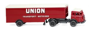 WIK051323 - HENSCHEL 4x2 con furgone rimorchio 2 assi UNION TRANSPORT
