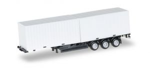 HER076494-002 - Rimorchio portacontainer a 3 assi con due container bianchi da 20 piedi
