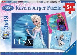 RAV092697 - Puzzle 3x49 Pezzi Frozen Elsa Anna e Olaf