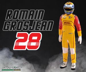 GREEN11308 - Figurina INDYCAR gialla "DHL" #28 Romain Grosjean Andretti Autosport NTT INDYCAR 2023