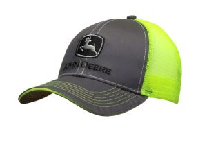 MC13080411CH - Cappellino John Deere grigio e giallo fluorescente con retro in rete