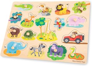 NCT10441 - 17 pezzi puzzle in legno Safari
