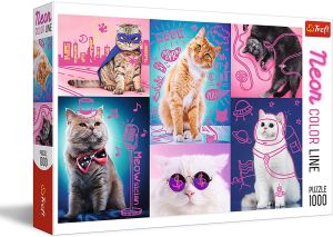 TRF10581 - Puzzle 1000 Pezzi Gatti con colore rosa neon