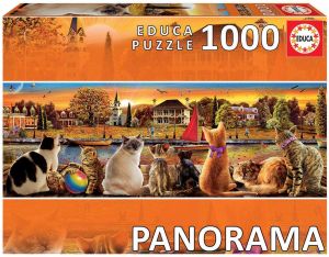 EDU18001 - Puzzle panoramico da 1000 pezzi Gatti sulla banchina