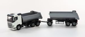 EMEK20352 - Autocarro con cassone ribaltabile VOLVO FH 6x4 bianco con cassone ribaltabile a 1+2 assi
