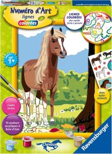 RAV287932 - Numero d'arte colorato - Medio formato 18x24 cm - Cavallo e natura