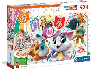 CLE25466 - Puzzle 40 pezzi da fare sul pavimento 44 gatti - 100x70 cm